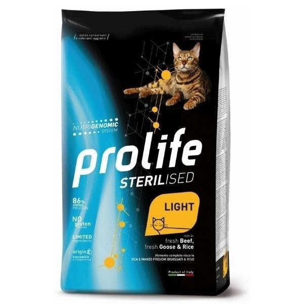 Prolife Sterilised Manzo Fresco Disossato E Riso Cibo Secco Per Gatti Maturi Sacco 7kg
