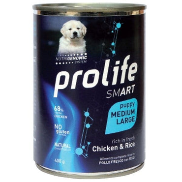 Prolife Smart Pollo Fresco Con Riso Cibo Umido Per Cuccioli Taglia Media/Grande Lattina 400g