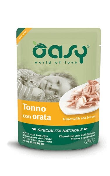 Oasy Wet Cat Cibo Umido Tonno Con Orata Per Gatti 70g