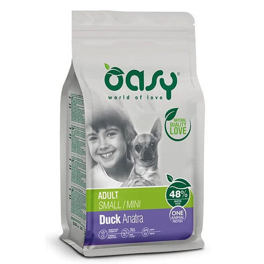 Oasy One Animal Protein Adult Small & Mini Con Anatra Per Cani Adulti 2.5 Kg