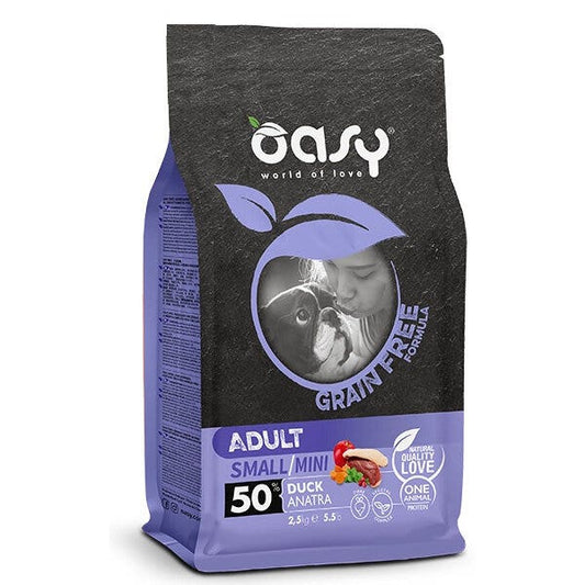 Oasy Grain Free Adult Small & Mini Con Anatra Per Cani Adulti 800g