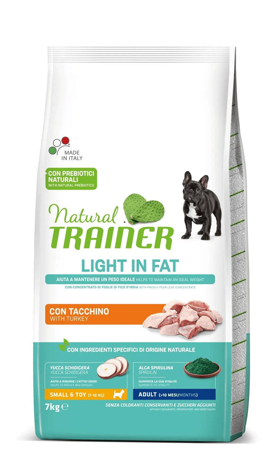 Natural Trainer Light In Fat Crocchette Tacchino Per Cani Adulti Taglia Mini 7kg