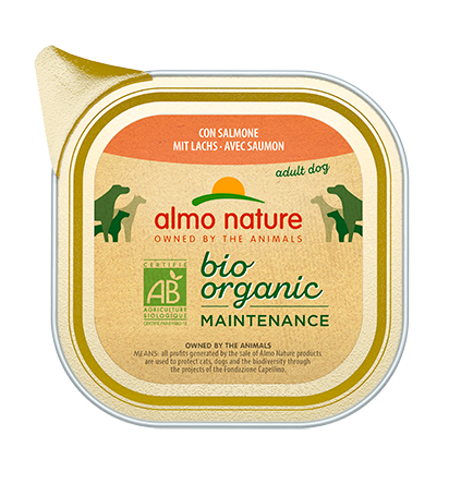 Almo Nature Bio Organic Maintenance Salmone Cibo Umido Cani Adulti Vaschetta 300g