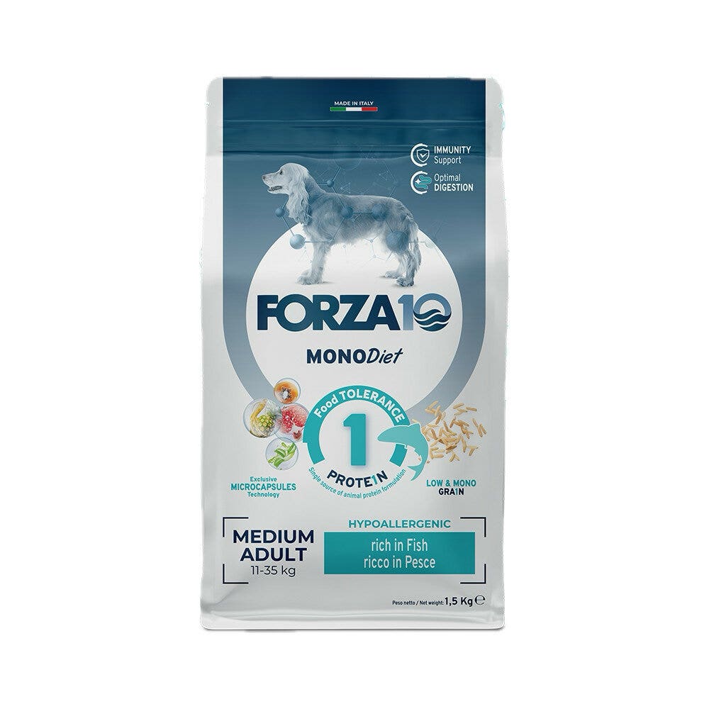 Forza10 Medium Diet Crocchette Al Pesce Cani Adulti Taglia Media Sacco 1,5kg