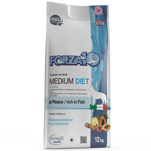 Forza10 Medium Diet Crocchette Al Pesce Cani Adulti Taglia Media Sacco 12kg