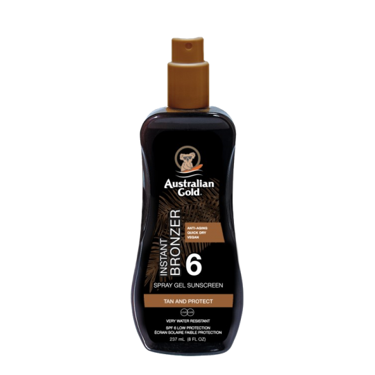 Australian Gold Spray Gel Solare Con Effetto Bronzer SPF6 Per Viso E Corpo 237ml