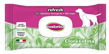 Inodorina Refresh Salviette Detergenti Alla Clorexidina Per Cani/Gatti 40 Salviette