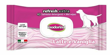 Inodorina Refresh Extra Salviette Detergenti Al Latte E Vaniglia Per Cani/Gatti 40 Salviette