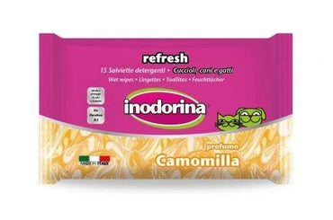 Inodorina Refresh Salviette Detergenti Alla Camomilla Specifiche Per Occhi/Orecchie Per Cani/Gatti 15 Salviette
