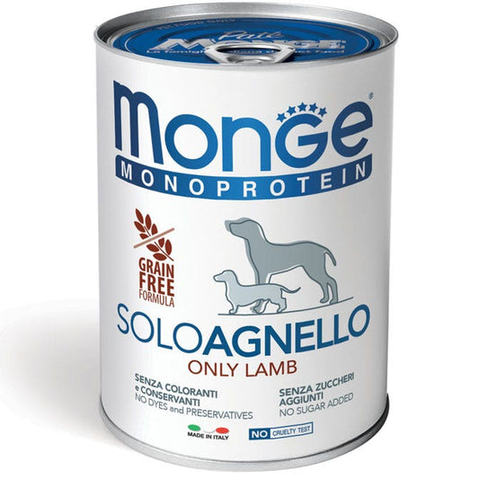 Monge Monoprotein Solo Agnello Cibo Umido Per Cani Adulti 400g