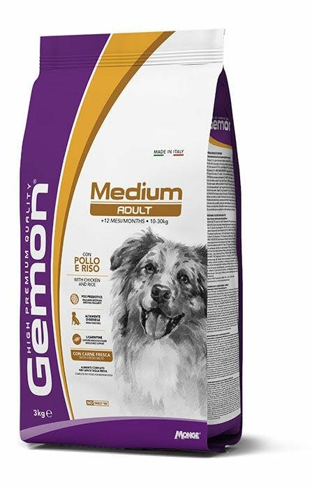 Gemon Medium Adult Con Pollo E Riso Cibo Secco Cani Adulti Taglia Media Sacco 3kg