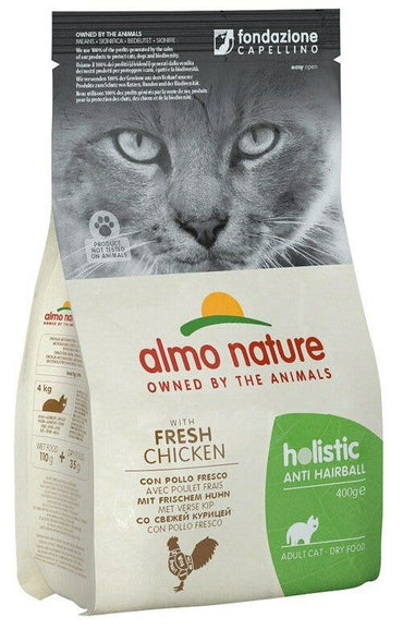 Almo Nature Holistic Anti Hairball Cibo Secco Con Pollo Fresco Per Gatti Adulti Sacco 400g