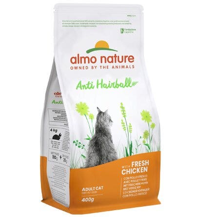Almo Nature Holistic Anti Hairball Cibo Secco Con Pollo Fresco Per Gatti Adulti Sacco 400g
