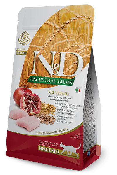 Farmina N&D Ancestral Grain Neutered Pollo E Melograno Gatti Adulti Sterilizzati Sacco 5kg