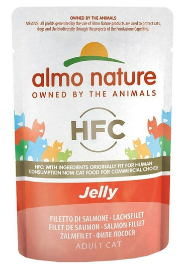 Almo Nature HCF Jelly Cibo Umido Filetto Di Salmone Per Gatti Adulti Bustina 55g