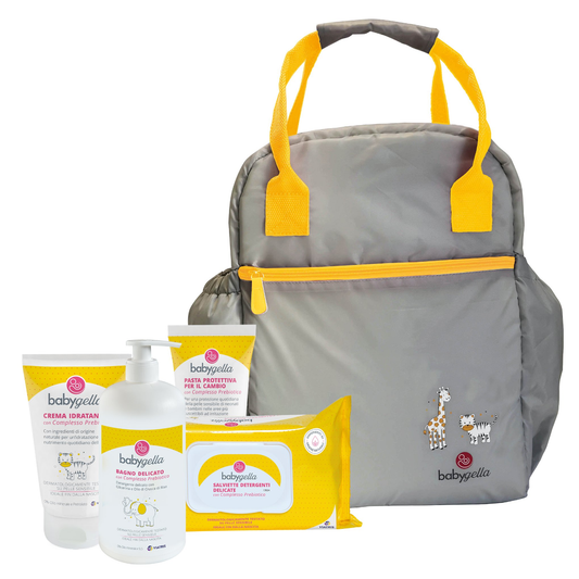 Babygella Prebiotic Borsa + Bagno 250ml+72 Salviette+Crema Corpo 100ml+Pasta Protettiva 100ml