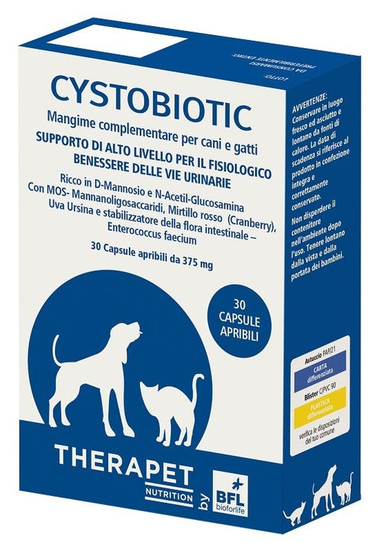 Therapet Cystobiotic Mangime Complementare Vie Urinarie Cani E Gatti 30 Capsule