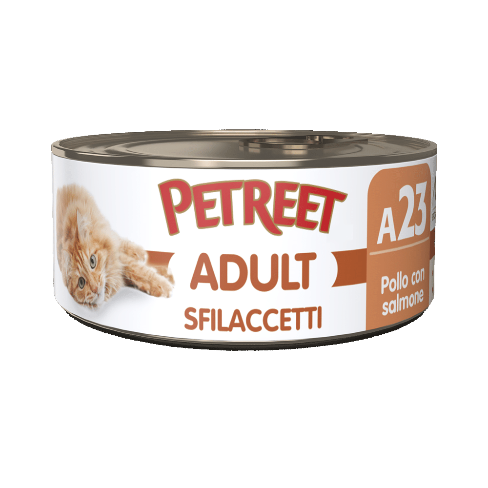 Petreet Adult Sfilaccetti Di Pollo Con Salmone Per Gatti Lattina 70g