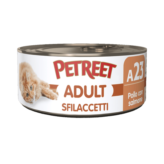 Petreet Adult Sfilaccetti Di Pollo Con Salmone Per Gatti Lattina 70g
