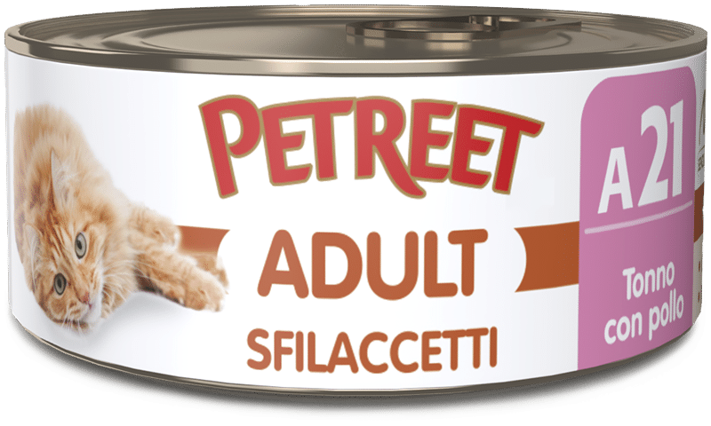 Petreet Adult Sfilaccetti Tonno Con Pollo Cibo Umido Per Gatti Lattina 70g