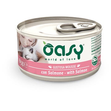 Oasy Wet Cat Mousse Con Salmone Per Gatti Adulti Lattina 85g