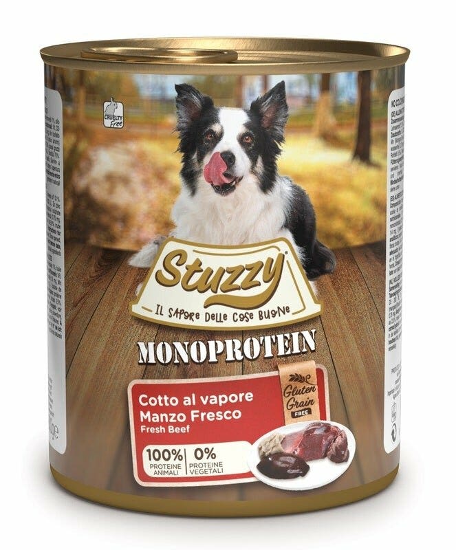 Stuzzy Monoprotein Al Manzo Cibo Umido Cani Adulti Barattolo 800g