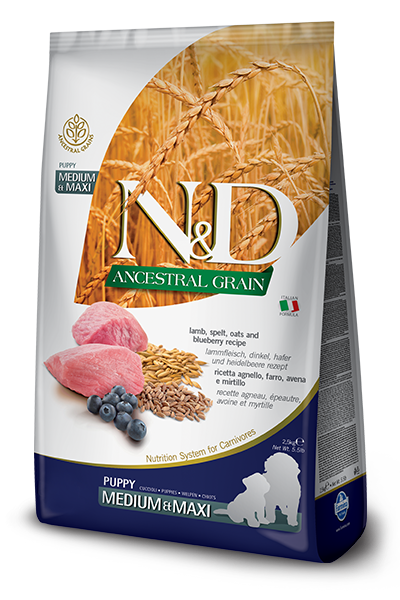 Farmina N&D Ancestral Grain Agnello E Mirtillo Cani Cuccioli Taglia Media E Grande Sacco 2,5kg