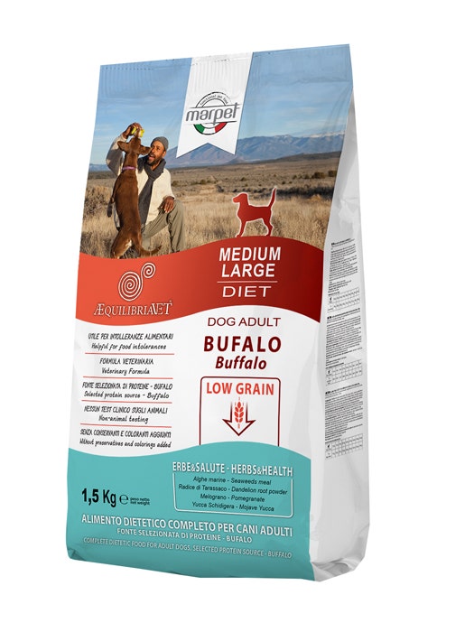 Marpet Aequilibriavet Low Grain Bufalo Cibo Secco Per Cani Adulti Taglia Medium Large Sacco 1,5Kg