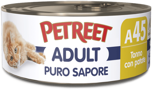 Petreet Puro Sapore Tonno Con Patate Cibo Umido Per Gatti Adulti Lattina 70g