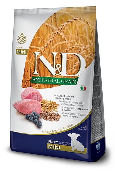 Farmina N&D Ancestral Grain Agnello E Mirtillo Cani Cuccioli Taglia Mini Sacco 800g
