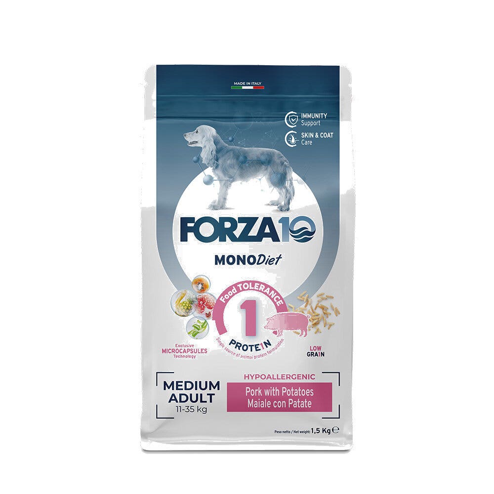 Forza 10 Medium Diet Maiale Con Patate Cibo Secco Per Cani Taglia Media Sacco 12 Kg