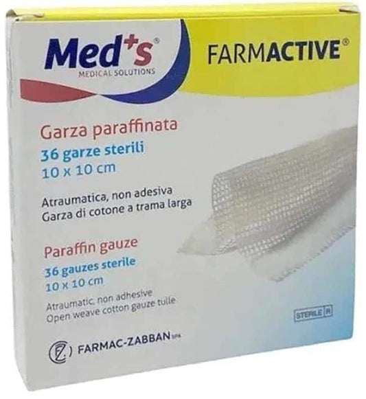 Garza Meds Farmactive Paraffinata Sterile 10x10 cm Scatola 36 Pezzi