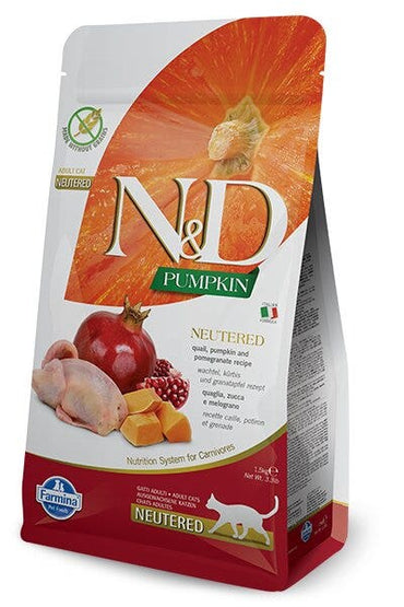 Farmina N&D Pumpkin Neutered Quaglia E Zucca Gatti Adulti Sterilizzati Sacco 1,5kg