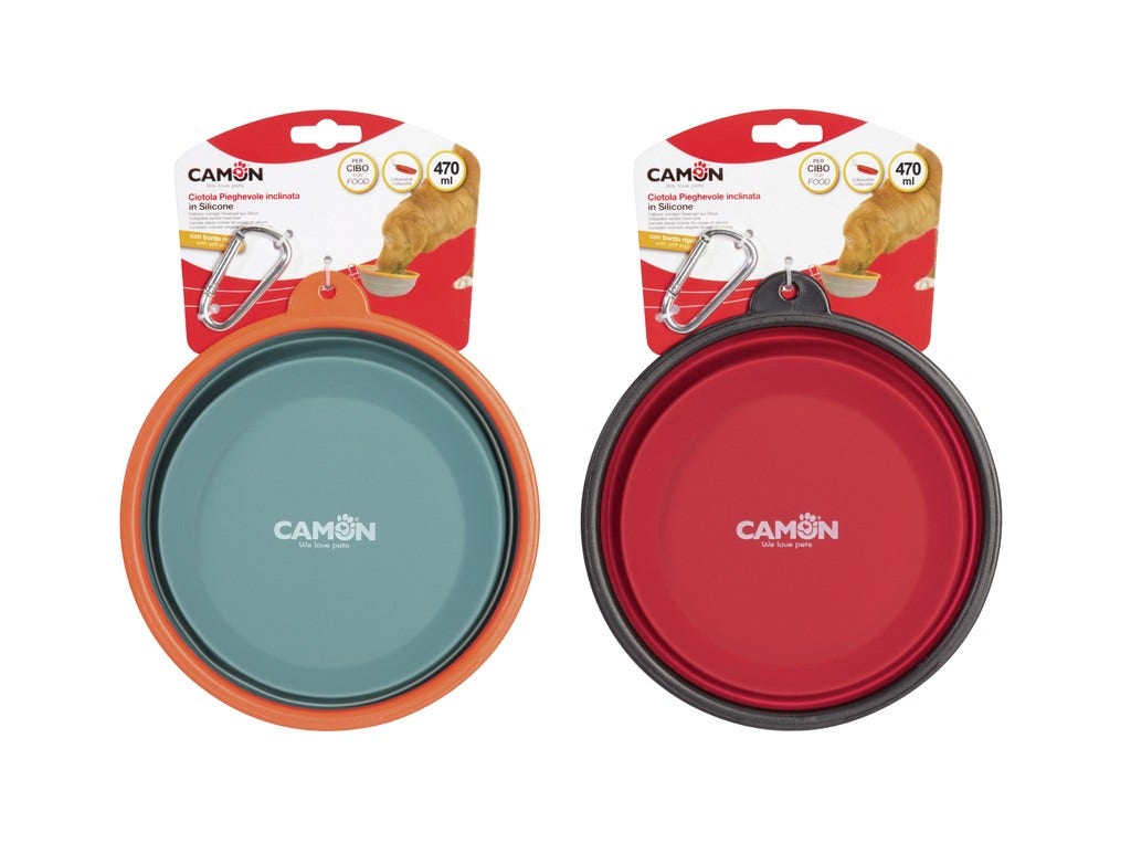 Camon Ciotola Pieghevole Inclinata Silicone Per Cibo Cani/Gatti 1050ml