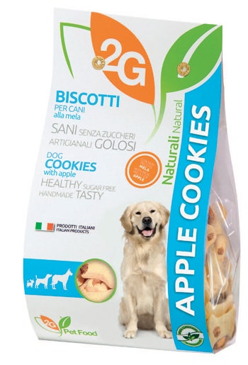 2G Pet Food Apple Cookies Biscotti Alla Mela Per Cani Sacco 350g