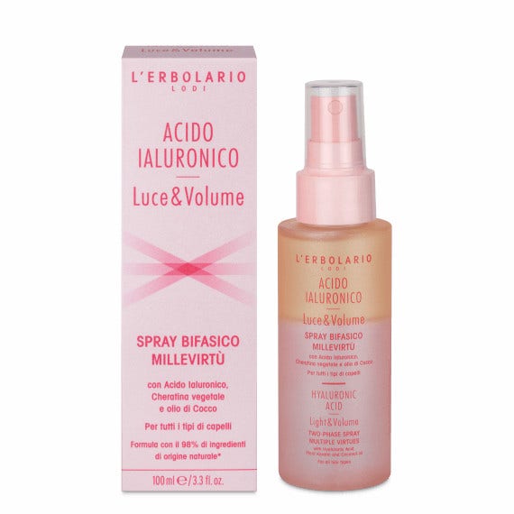 L'Erbolario Spray Bifasico Capelli MilleVirtù Acido Ialuronico Luce&Volume 100ml