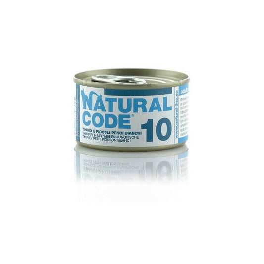 Natural Code 10 Tonno e Piccoli Pesci Bianchi Gatti Adulti Lattina 85g
