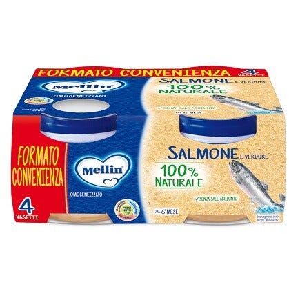 Mellin Omog Salmone/verd 4x80g