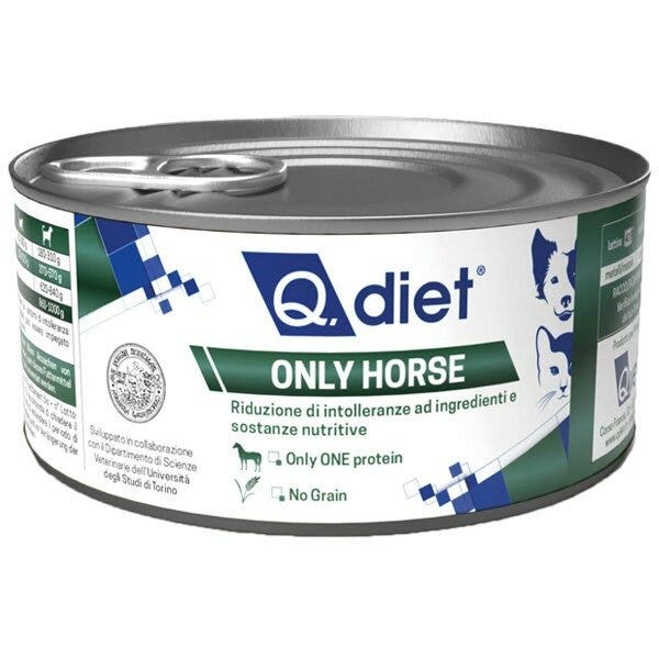 Q.Vet Q Diet Only Horse Cibo Umido Con Cavallo Per Cani/Gatti Adulti Vaschetta 150g