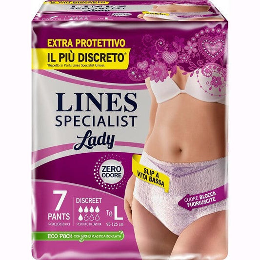 Lines Specialist Lady Pants Discreet Mutandina Incontinenza Taglia L 7 Pezzi