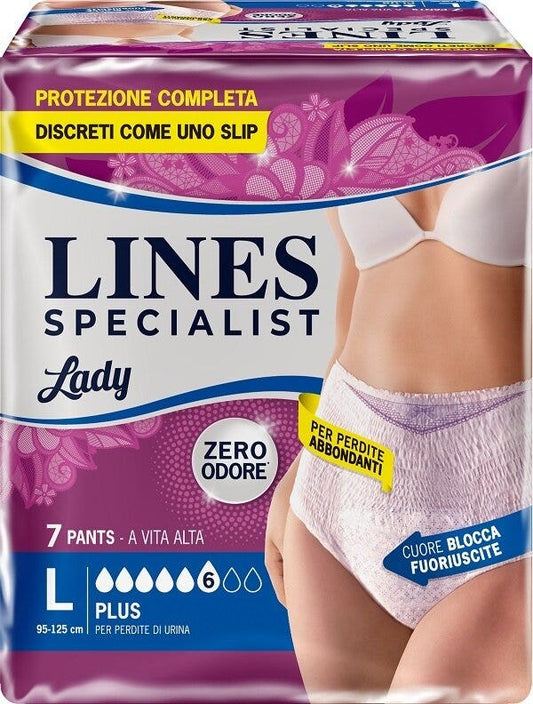 Lines Specialist Lady Pants Plus Mutandina Incontinenza Taglia L 7 Pezzi