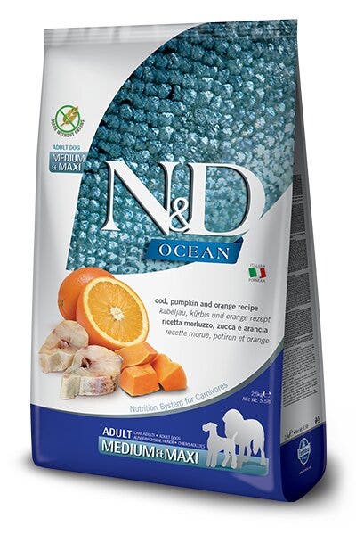 Farmina N&D Ocean Merluzzo E Zucca Cani Adulti Taglia Media E Grande Sacco 2,5kg