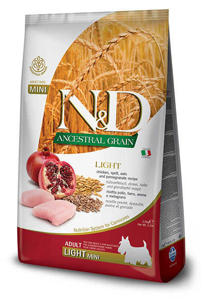 Farmina N&D Ancestral Grain Light Pollo E Melograno Cani Adulti Taglia Mini Sacco 2,5kg