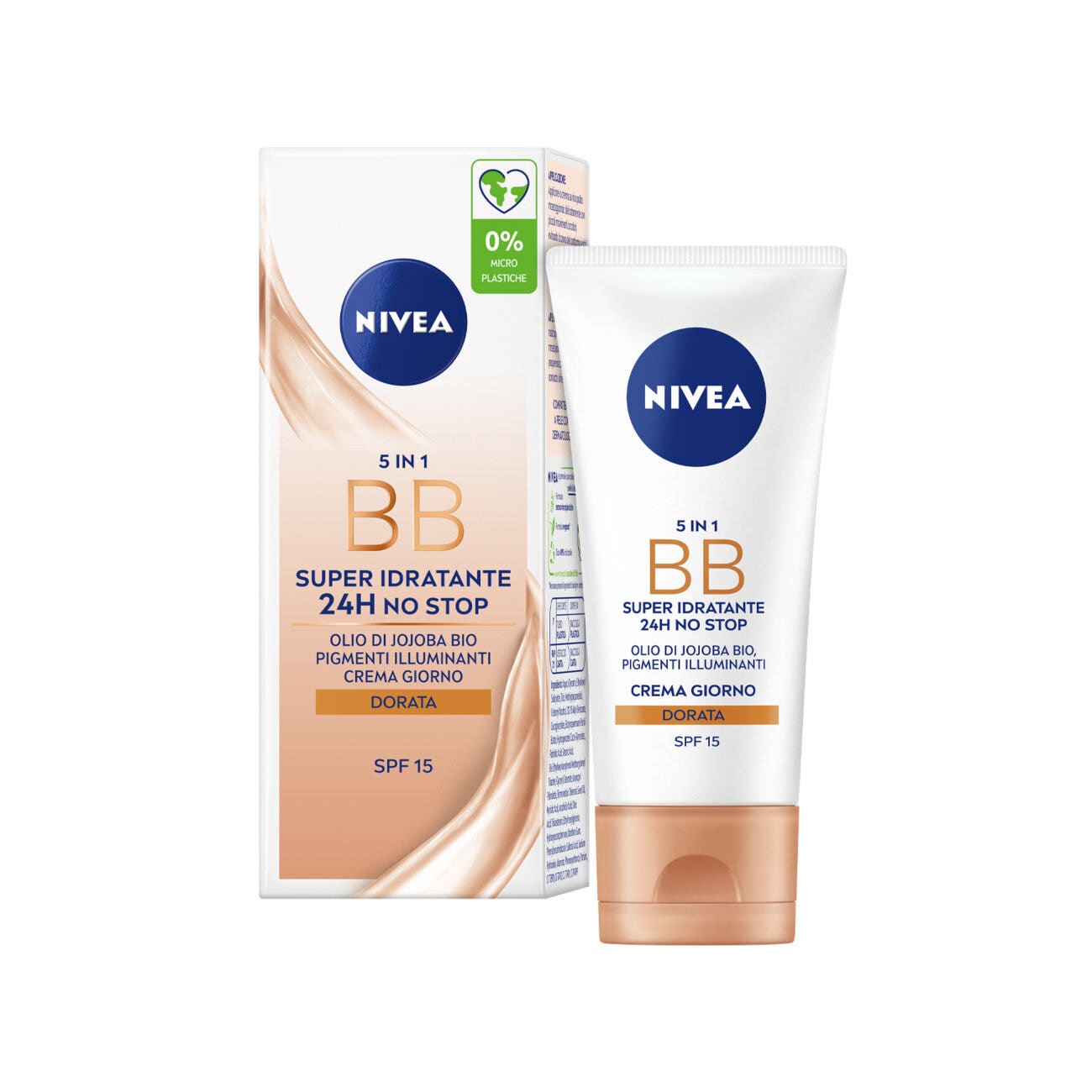 Nivea 5 in 1 Bb Cream Super Idratante 24h No Stop Dorata Crema Viso Colorata Con Spf15 50ml