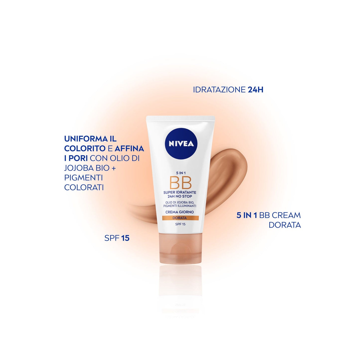 Nivea 5 in 1 Bb Cream Super Idratante 24h No Stop Dorata Crema Viso Colorata Con Spf15 50ml