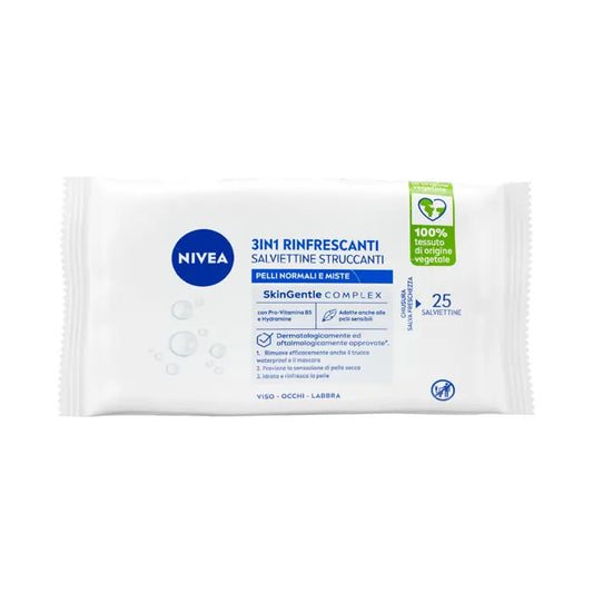 Nivea Salviettine Struccanti 3in1 Rinfrescanti Salviette Struccanti Pelli Normali E Miste 25 Pezzi
