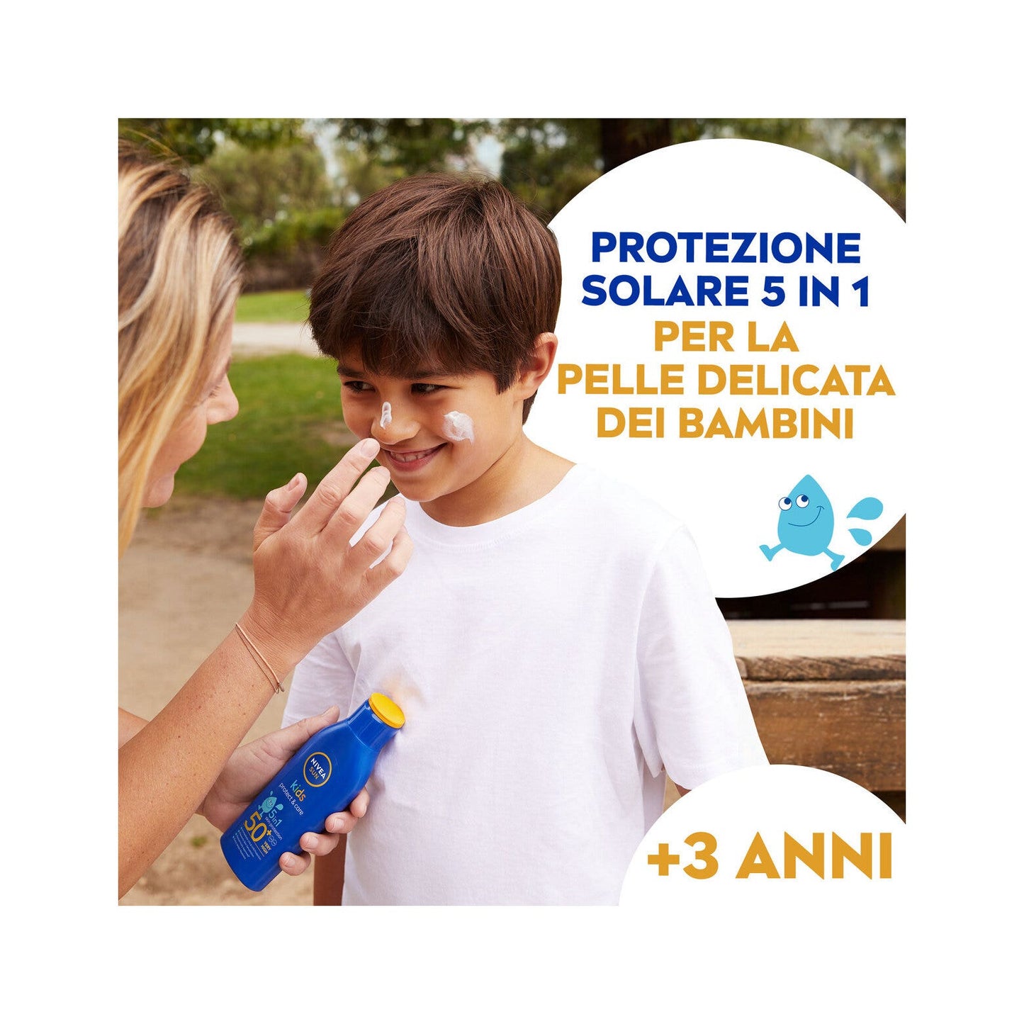Nivea Sun Latte Solare Kids Protect & Care Fp50+ Crema Solare Per Bambini Waterproof 200ml