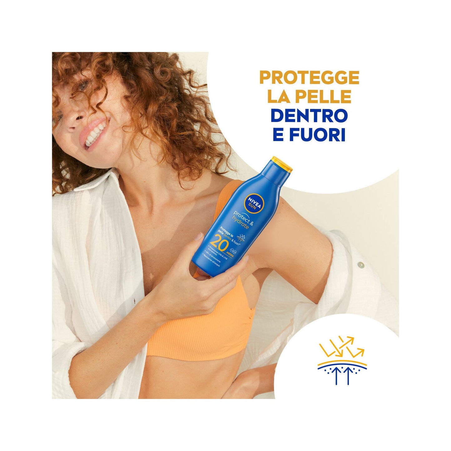 Nivea Sun Latte Solare Protect & Hydrate Fp20 Crema Solare Idratante Per 48 Ore 200ml