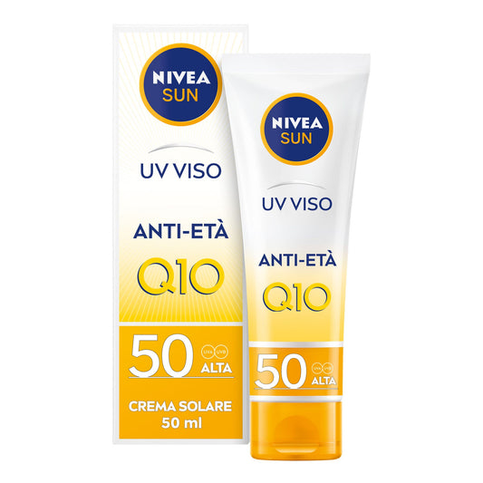 Nivea Sun Uv Viso Anti-età Fp50 Crema Solare Viso Antirughe E Antimacchie Con Coenzima Q10 50ml