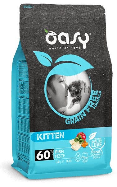Oasy Grain Free Formula Cibo Secco Kitten Pesce 7,5kg